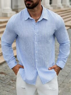 Men’s Striped Button-Up Shirt