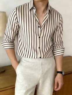 Men’s Retro Striped Button-Up Shirt