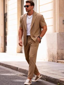 Men’s Short Sleeve Casual Suit Set